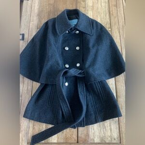 NINE WEST BELTED WOOL CAPED SLEEVE COAT SZ 6